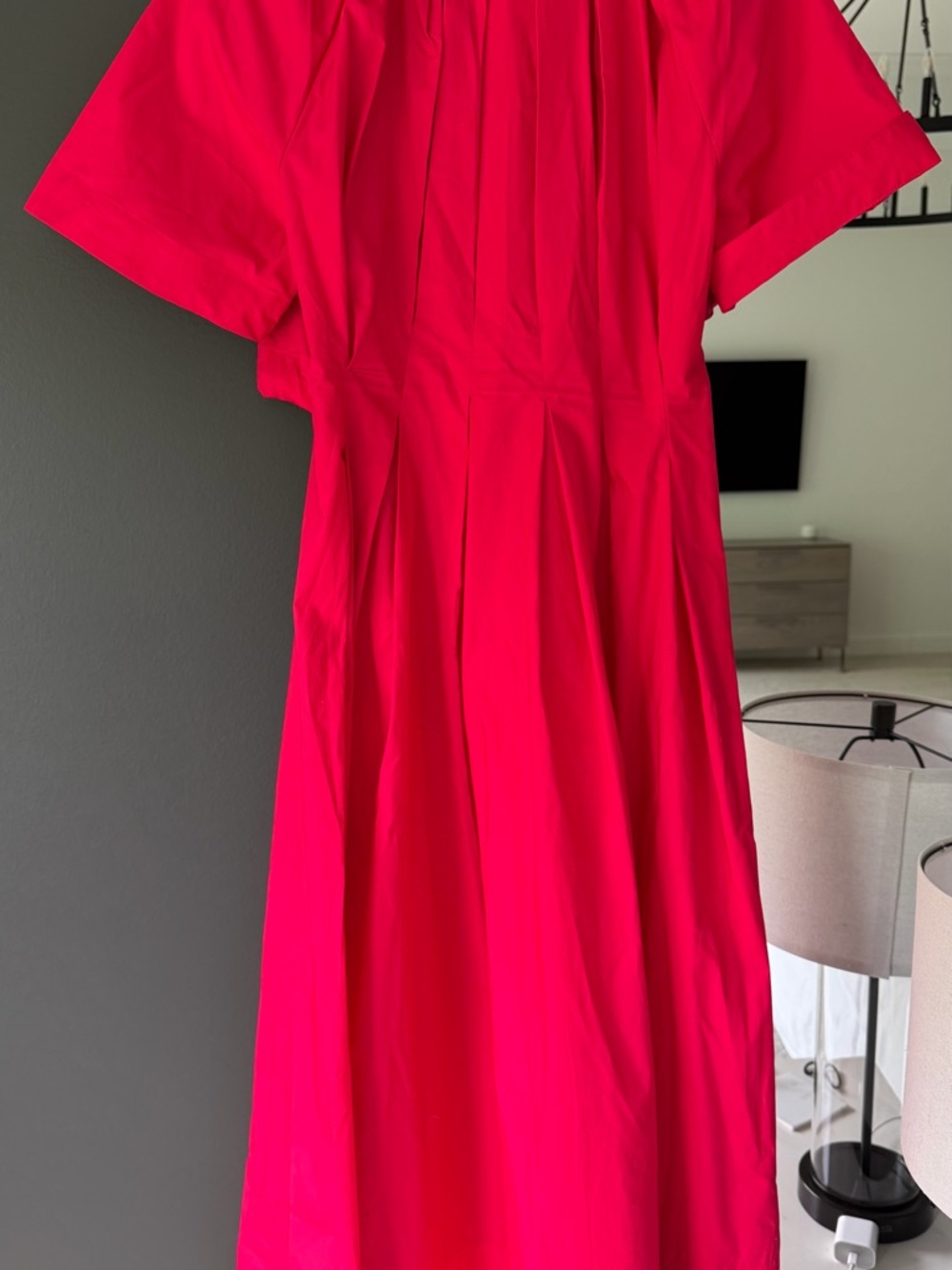 Banana Republic Hot Pink Pleated A-Line Dress